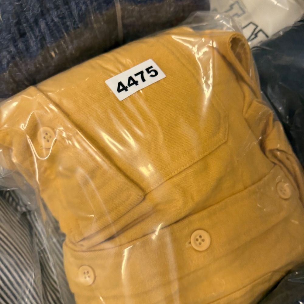 LL Bean Mens Chamois Cloth Shirt Mustard Yellow Long Sleeve Tall L 187924 - Picture 4 of 4